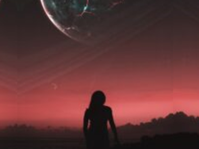 אישה ירח בלילה חתוך